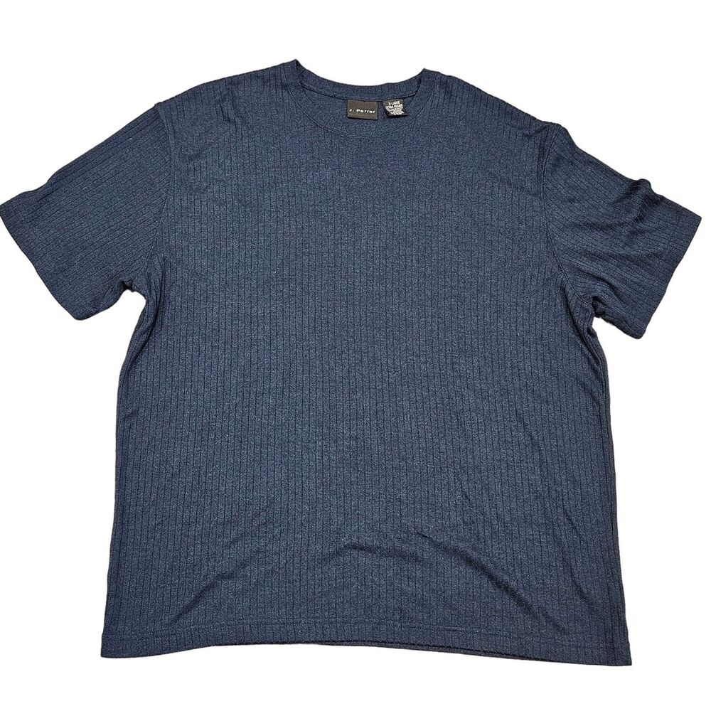 J. Ferrar Men's Navy Blue Striped Short Sleeve Casual Pullover Shirt Size XL